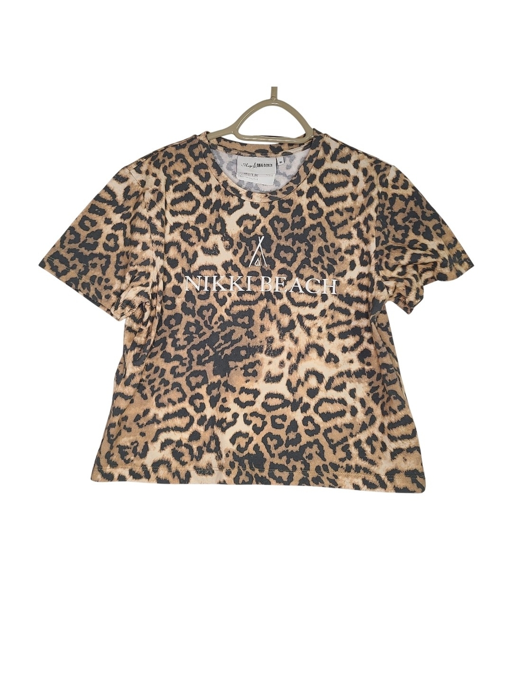 Leopard Print Crop Tee - Tan & Black